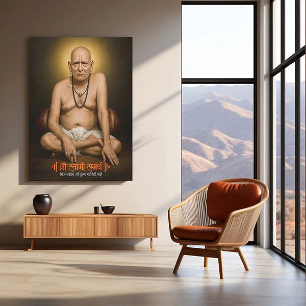 Spiritual Metal Poster | 🙏 Shree Swami Samarth Metal Poster | Akkalkot Maharaj Wall Art | Spiritual Decor for Devotees - TURTLEWINGS