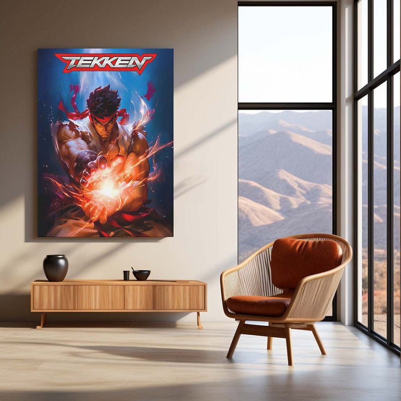 Game Metal poster | Tekken x Ryu – Power Unleashed Metal Frame 01