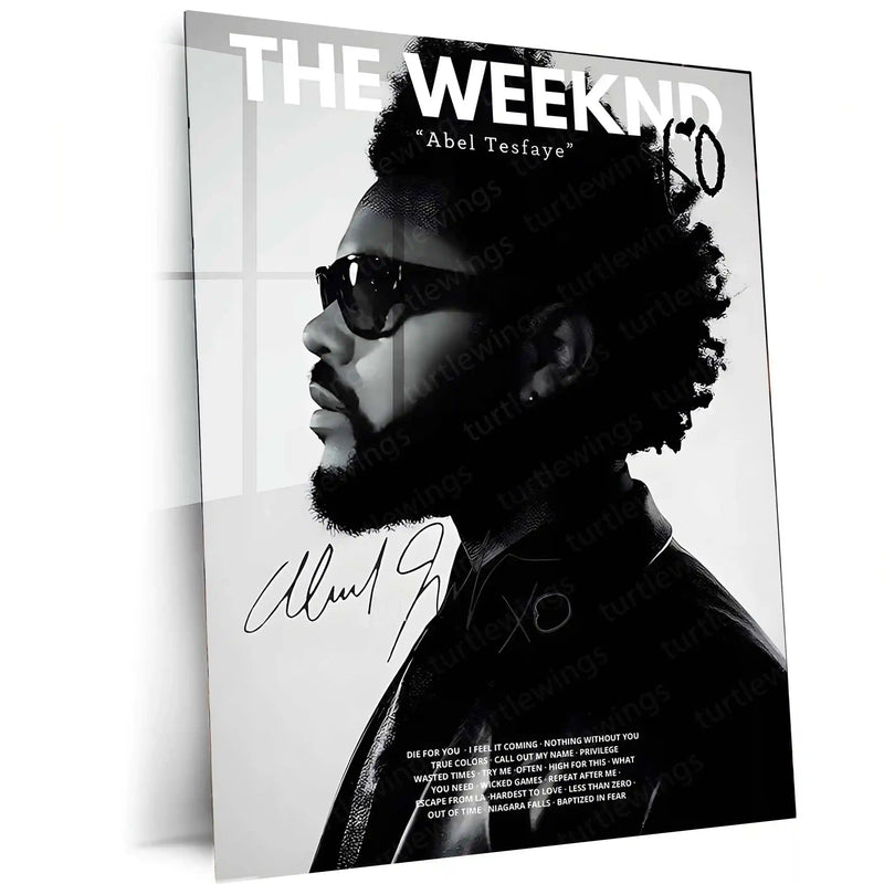 The Weeknd – Abel Tesfaye Black & White Portrait Metal Poster | Music Icon Wall Frame