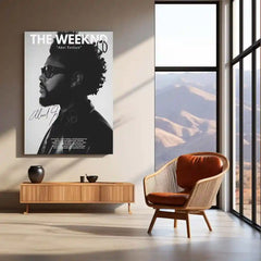 The Weeknd – Abel Tesfaye Black & White Portrait Metal Poster | Music Icon Wall Frame