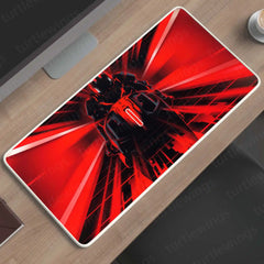 Tron Ares Deskmat – Futuristic Neon Red Rider