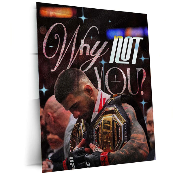 UFC Fighter Reflecting with Championship Belts Metal Poster | Warrior Mindset Wall Art