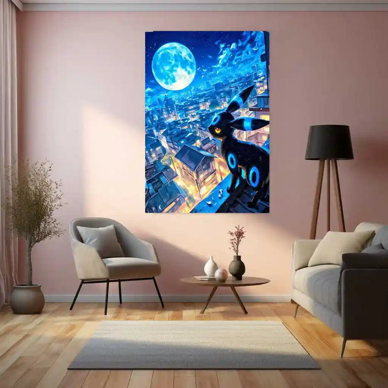 Umbreon’s Midnight Watch – Pokémon Metal Poster | Dark-Type Eeveelution Wall Frame