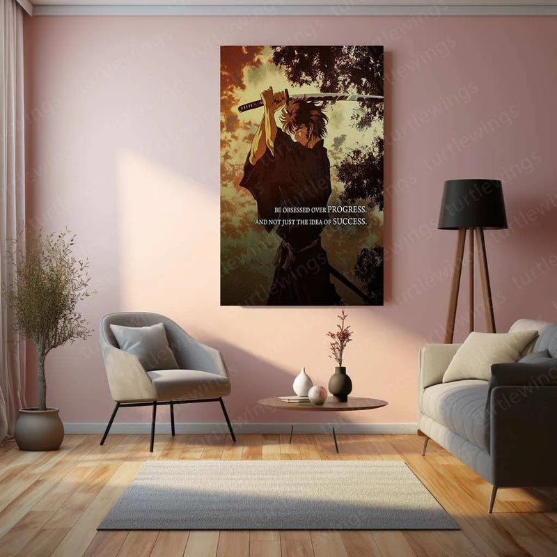 Vagabond Anime Quote Metal Poster – Samurai Wisdom | Epic Warrior Wall Art - TURTLEWINGS