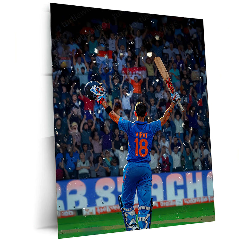 Cricket Metal Poster | Virat Kohli Metal Poster | Cricket Legend Wall Art - TURTLEWINGS