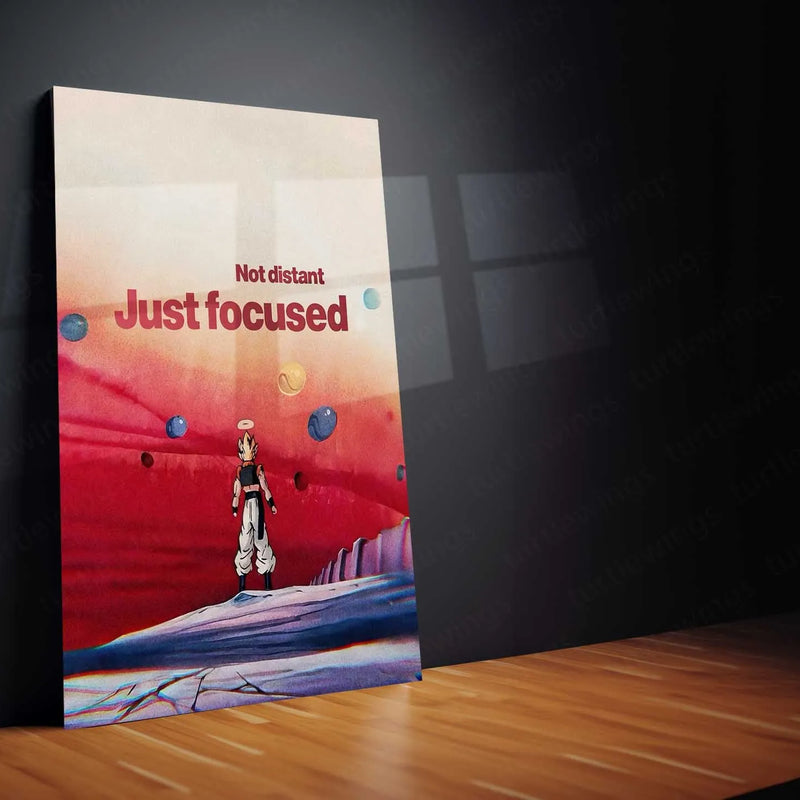 Vegito (DBZ) – “Not Distant, Just Focused” Metal Poster | Saiyan Mindset x Anime Wall Art