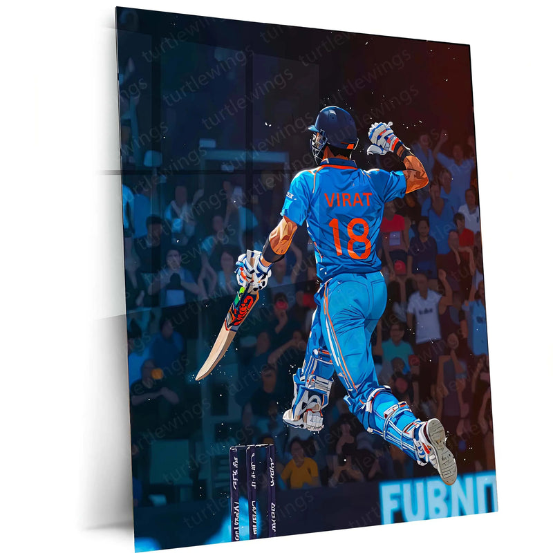Cricket Metal Poster | Virat Kohli Metal Poster | Cricket Legend Wall Art01 - TURTLEWINGS