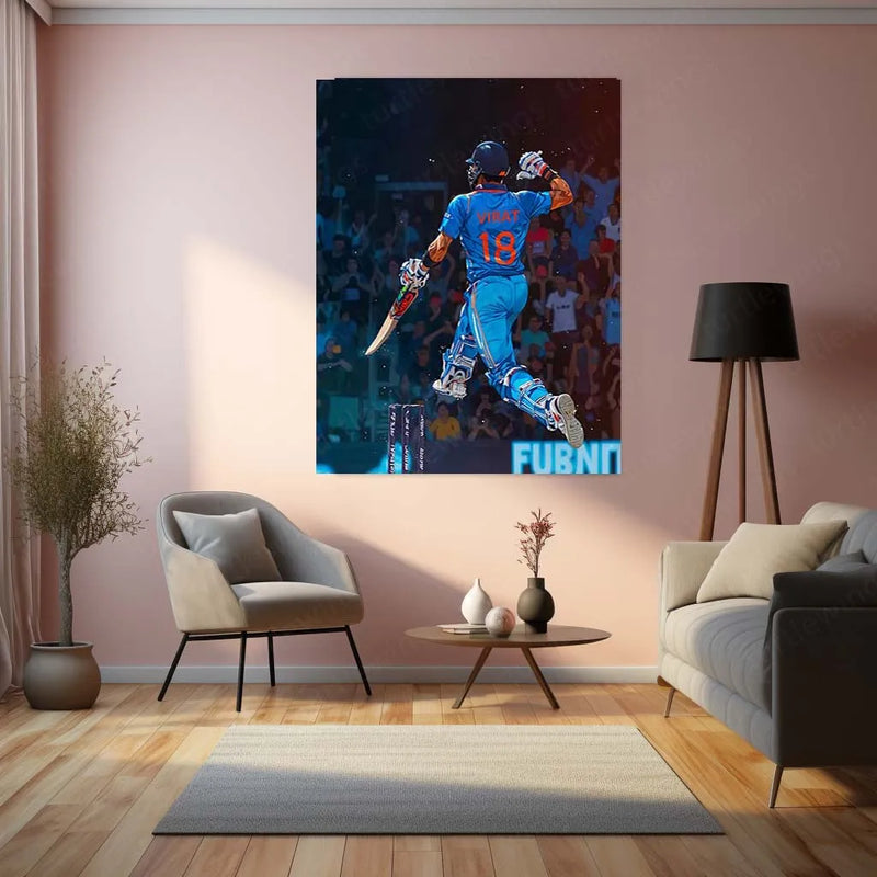 Cricket Metal Poster | Virat Kohli Metal Poster | Cricket Legend Wall Art01 - TURTLEWINGS