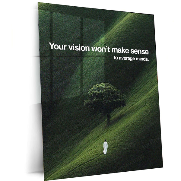 Vision Beyond Norms – Futuristic Thinking Motivational Metal Frame | Innovator’s Wall Art | Break the Mold Poster