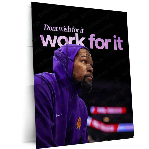 Work Beats Wishes – No Excuses Motivational Metal Frame | Hustle Mindset Wall Art | Grind Over Hope Poster