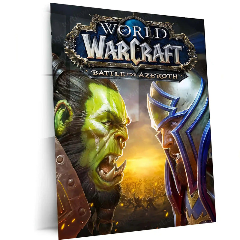 Game Metal Poster | World of Warcraft – Battle for Azeroth Metal Poster | Alliance vs Horde Fantasy Wall Frame