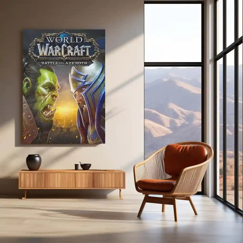 Game Metal Poster | World of Warcraft – Battle for Azeroth Metal Poster | Alliance vs Horde Fantasy Wall Frame