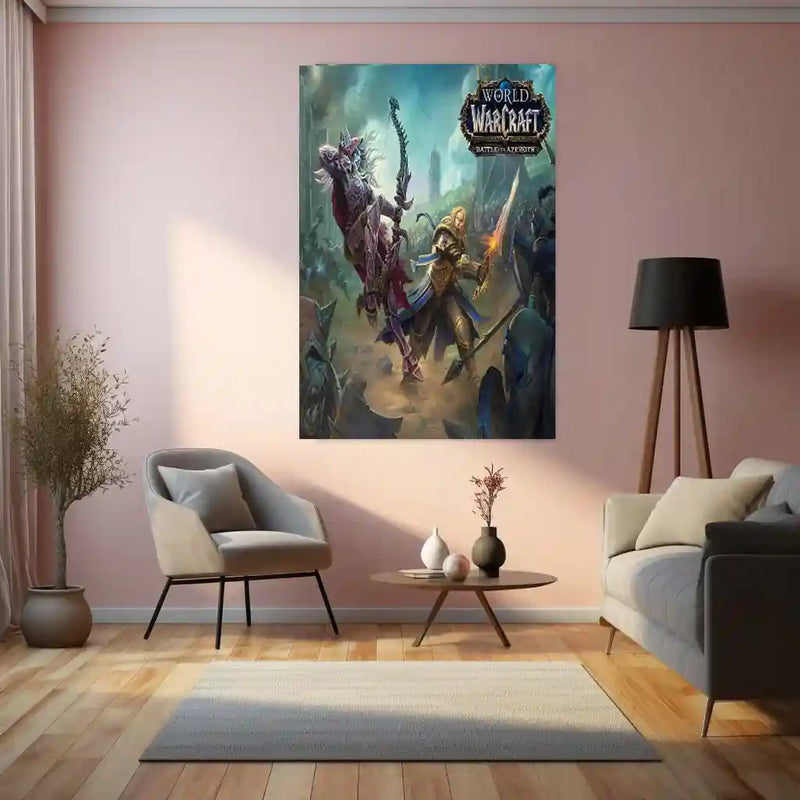 Game Metal Poster | World of Warcraft – Battle for Azeroth Epic War Metal Poster | Fantasy Gaming Wall Frame