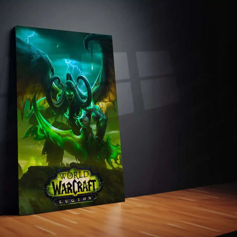 Game Metal Poster | World of Warcraft – Legion Illidan Stormrage Metal Poster | Dark Fantasy Gaming Wall Frame