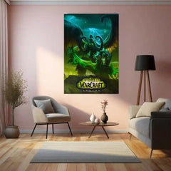 Game Metal Poster | World of Warcraft – Legion Illidan Stormrage Metal Poster | Dark Fantasy Gaming Wall Frame
