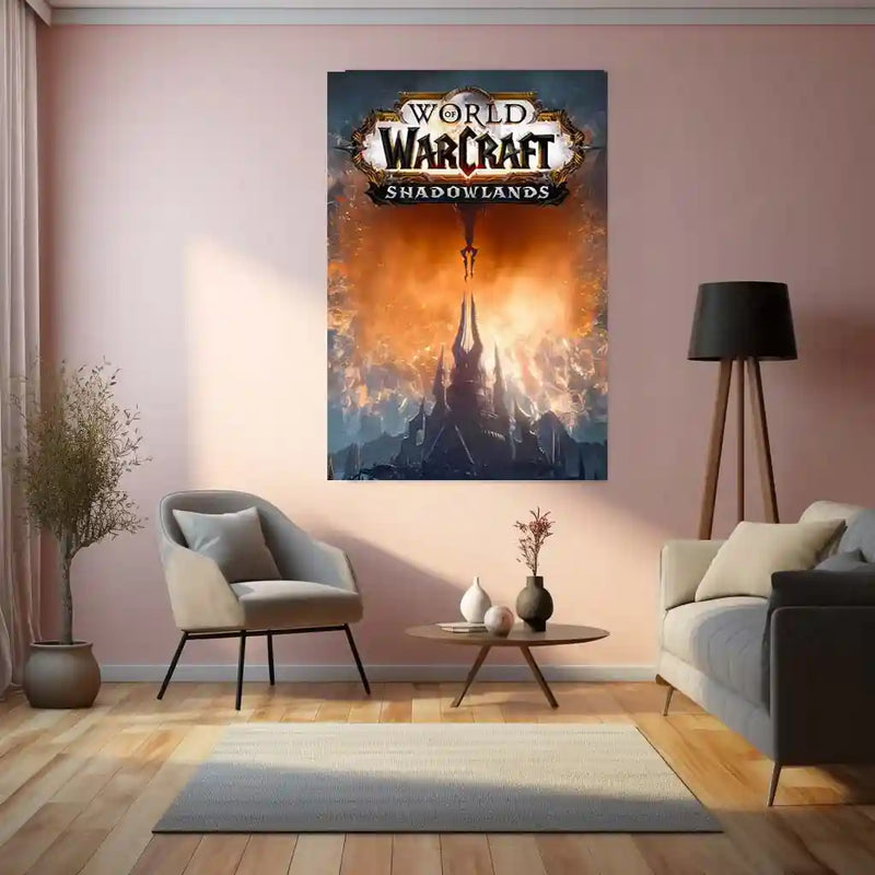 Game Metal Poster | World of Warcraft – Shadowlands Metal Poster | Dark Fantasy Gaming Wall Frame