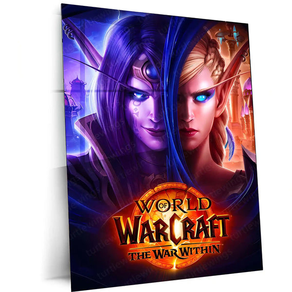 Game Metal Poster | World of Warcraft – The War Within Dual Elven Power Metal Poster | Fantasy Gaming Wall Frame