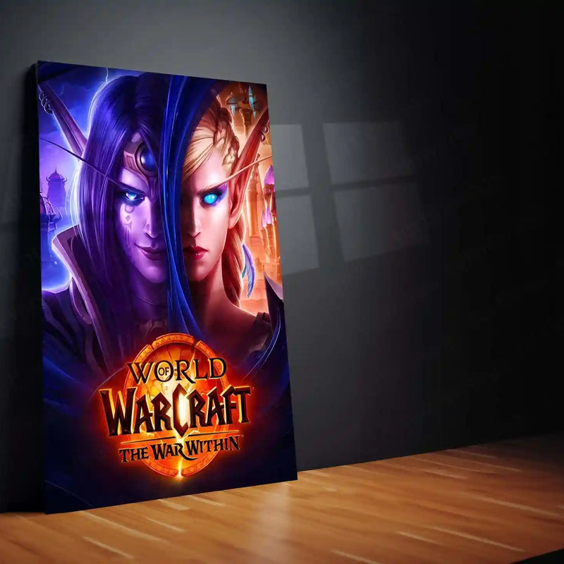Game Metal Poster | World of Warcraft – The War Within Dual Elven Power Metal Poster | Fantasy Gaming Wall Frame