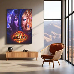 Game Metal Poster | World of Warcraft – The War Within Dual Elven Power Metal Poster | Fantasy Gaming Wall Frame
