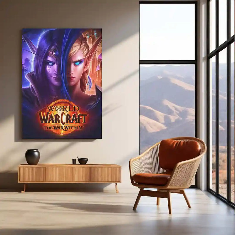 Game Metal Poster | World of Warcraft – The War Within Dual Elven Power Metal Poster | Fantasy Gaming Wall Frame