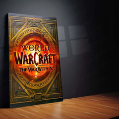 Game Metal Poster | World of Warcraft – The War Within Golden Emblem Metal Poster | Fantasy Gaming Wall Frame