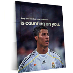 Young Cristiano Ronaldo – “Your Future Self is Counting on You” Metal Poster | Discipline x Destiny Wall Art