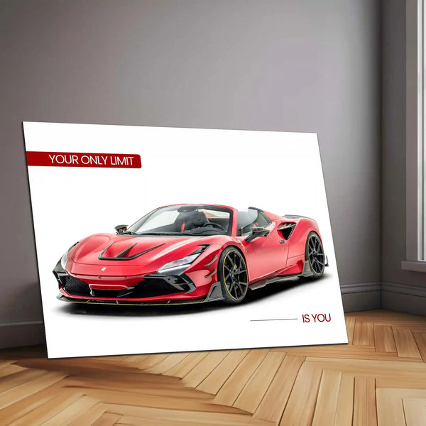 Your Only Limit Is You – Ferrari F8 Spider Metal Poster | Motivational Supercar Wall Art