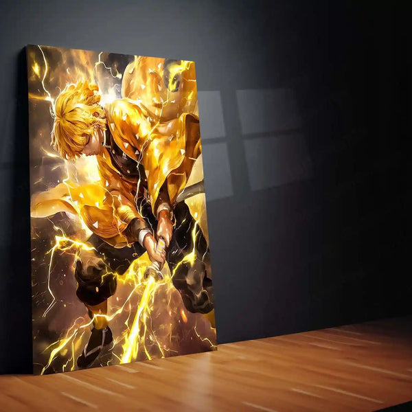 Anime Metal Poster | Zenitsu Agatsuma – Demon Slayer Metal Poster | Thunder Breathing Anime Wall Frame