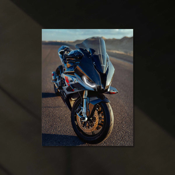 BMW M 1000 RR Neon LED Metal Frame | Superbike Head-On Wall Poster | German Engineering Meets Glow