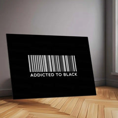 Addicted to Black – Metal Frame | Bold Monochrome Typography Art | Minimal Aesthetic Wall Decor - TURTLEWINGS