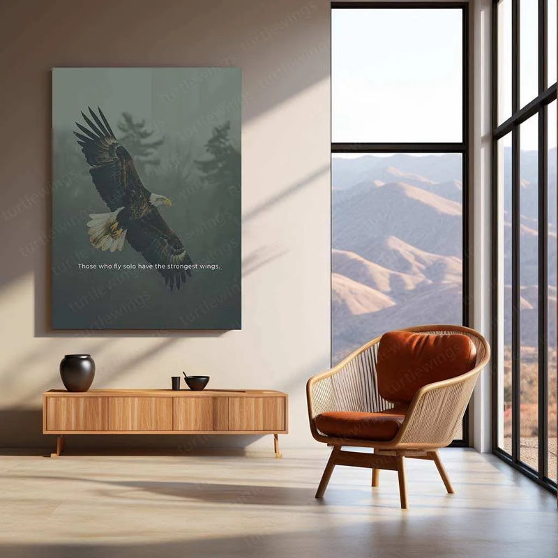 Eagle in Snowy Field – Majestic Wildlife Artwork - TURTLEWINGS