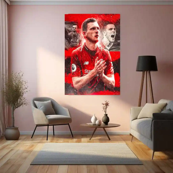 Andrew Robertson Liverpool Grunge – Metal Frame | Dynamic Football Wall Art - TURTLEWINGS