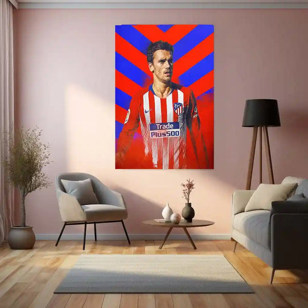 Antoine Griezmann Atlético Madrid Chevron – Metal Frame | Stylish Football Wall Poster - TURTLEWINGS