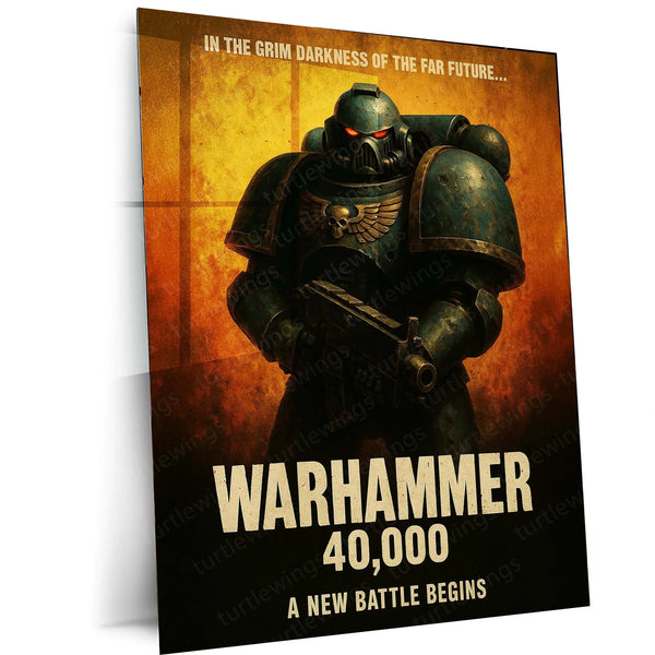 Warhammer 40k | Epic Battle Scene Metal Poster | HD Metal Wall Frame for Gamers & Collectors