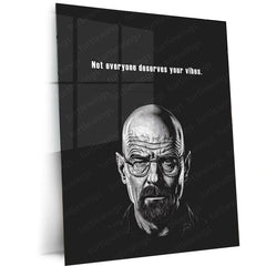 Simple Line Art of Walter White – Black Background Minimalist Artwork - TURTLEWINGS
