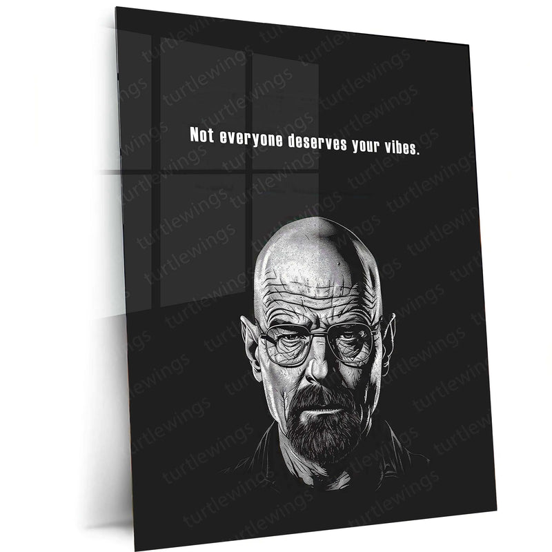 Simple Line Art of Walter White – Black Background Minimalist Artwork - TURTLEWINGS