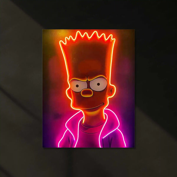 Bart Simpson Neon LED Metal Frame | Rebel Cartoon Wall Art