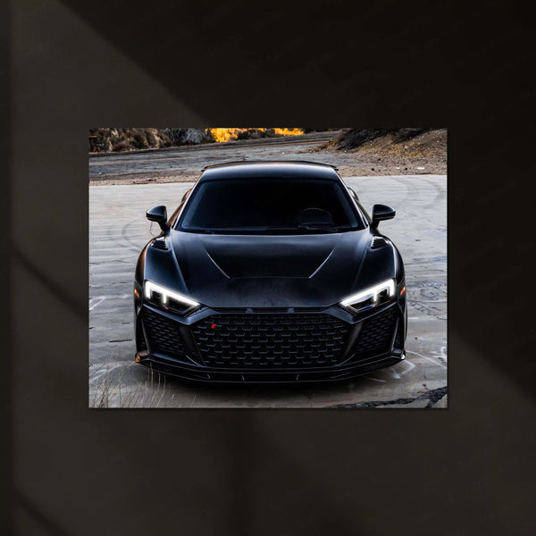 LED | 🖤 Black Audi R8 Neon LED Metal Poster | Luxury Sports Car Wall Art - TURTLEWINGS