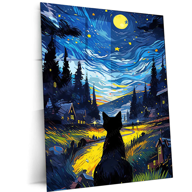 Black Cat – Copy | Minimal Aesthetic Metal Poster | Dark Art Wall Frame