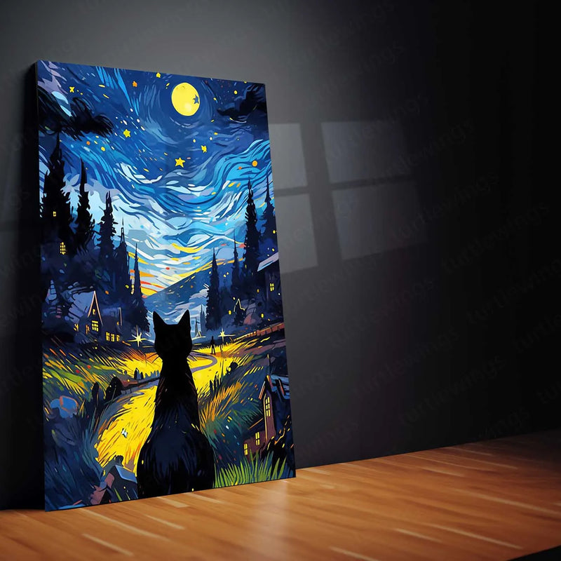 Black Cat – Copy | Minimal Aesthetic Metal Poster | Dark Art Wall Frame