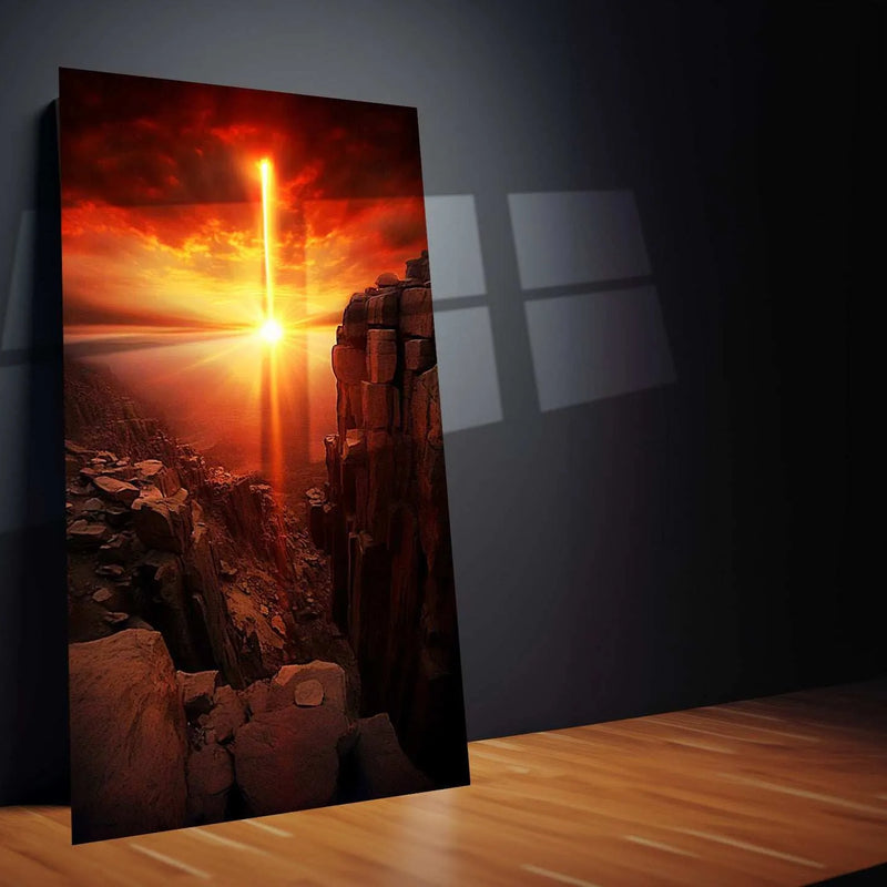 Sun Nature Art Metal Poster | Vibrant Sunset & Sunrise Wall Decor | Abstract Landscape Print - TURTLEWINGS