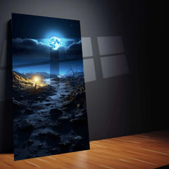 Moon & Nature Art Metal Poster | Mystical Landscape Wall Decor | Celestial Night Sky Print - TURTLEWINGS