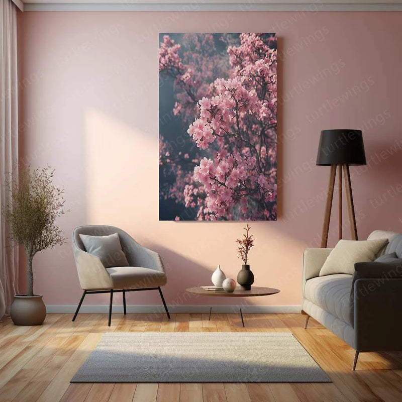 Cherry Blossom Metal Poster – Elegant Sakura Wall Art - TURTLEWINGS