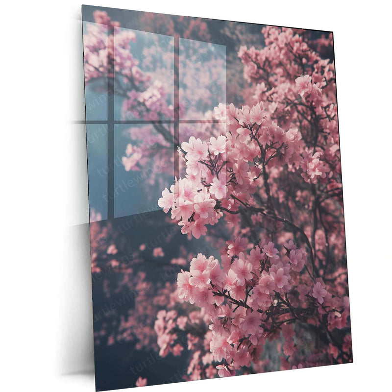 Cherry Blossom Metal Poster – Elegant Sakura Wall Art - TURTLEWINGS