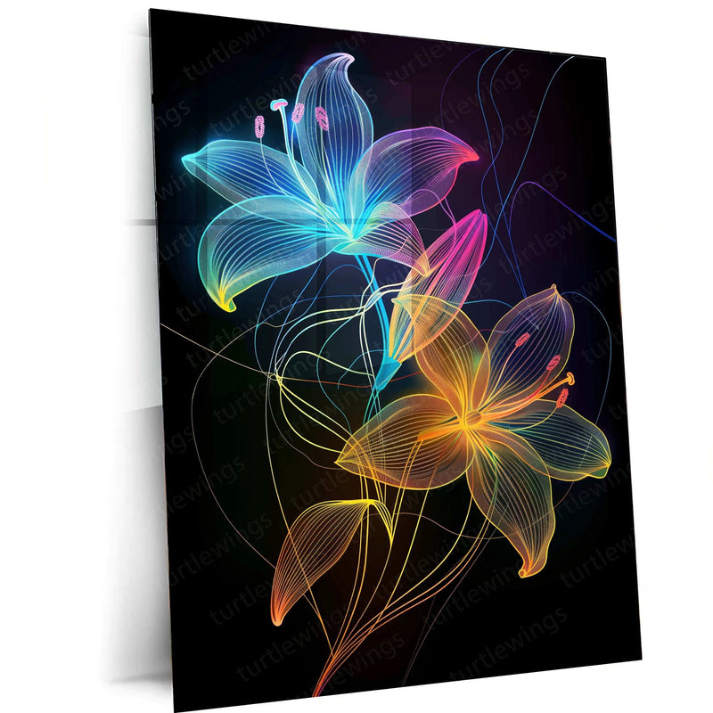 Minimalist Lily Line Art – Elegant Metal Poster - TURTLEWINGS