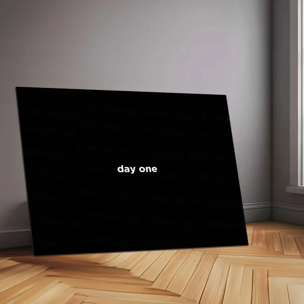 Day One – Metal Frame | Motivational Typography Wall Art | Start Strong Quote Poster for Hustlers & Dreamers - TURTLEWINGS