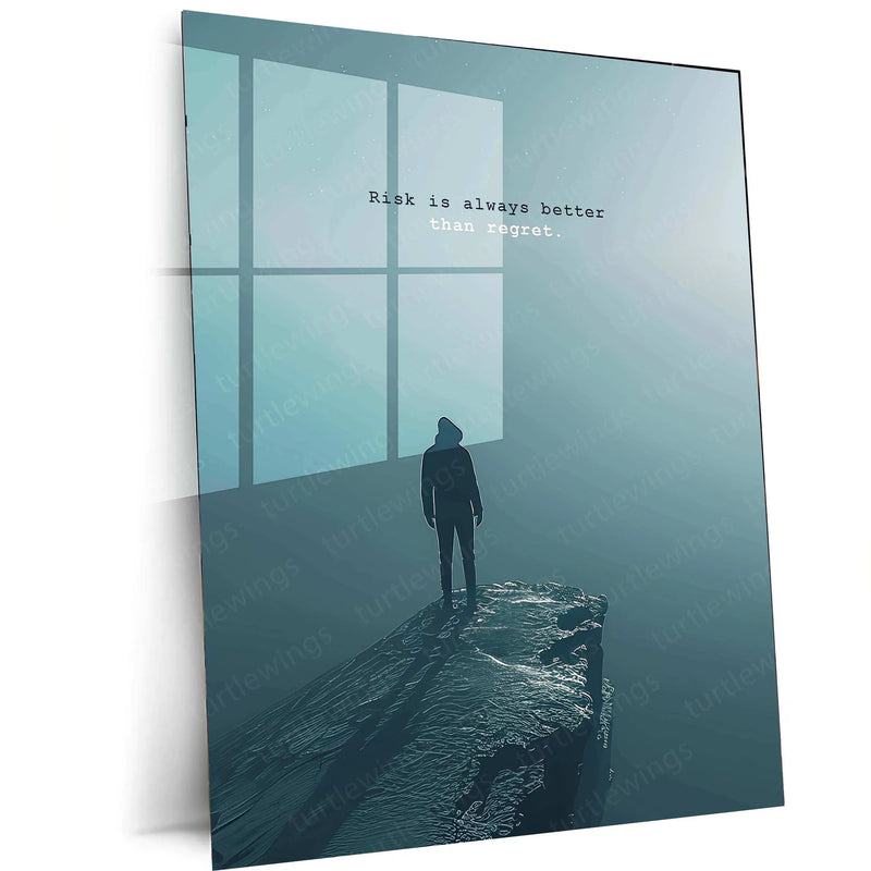 Shadowy Figure on Cliff Edge – Dramatic Landscape Artwork - TURTLEWINGS