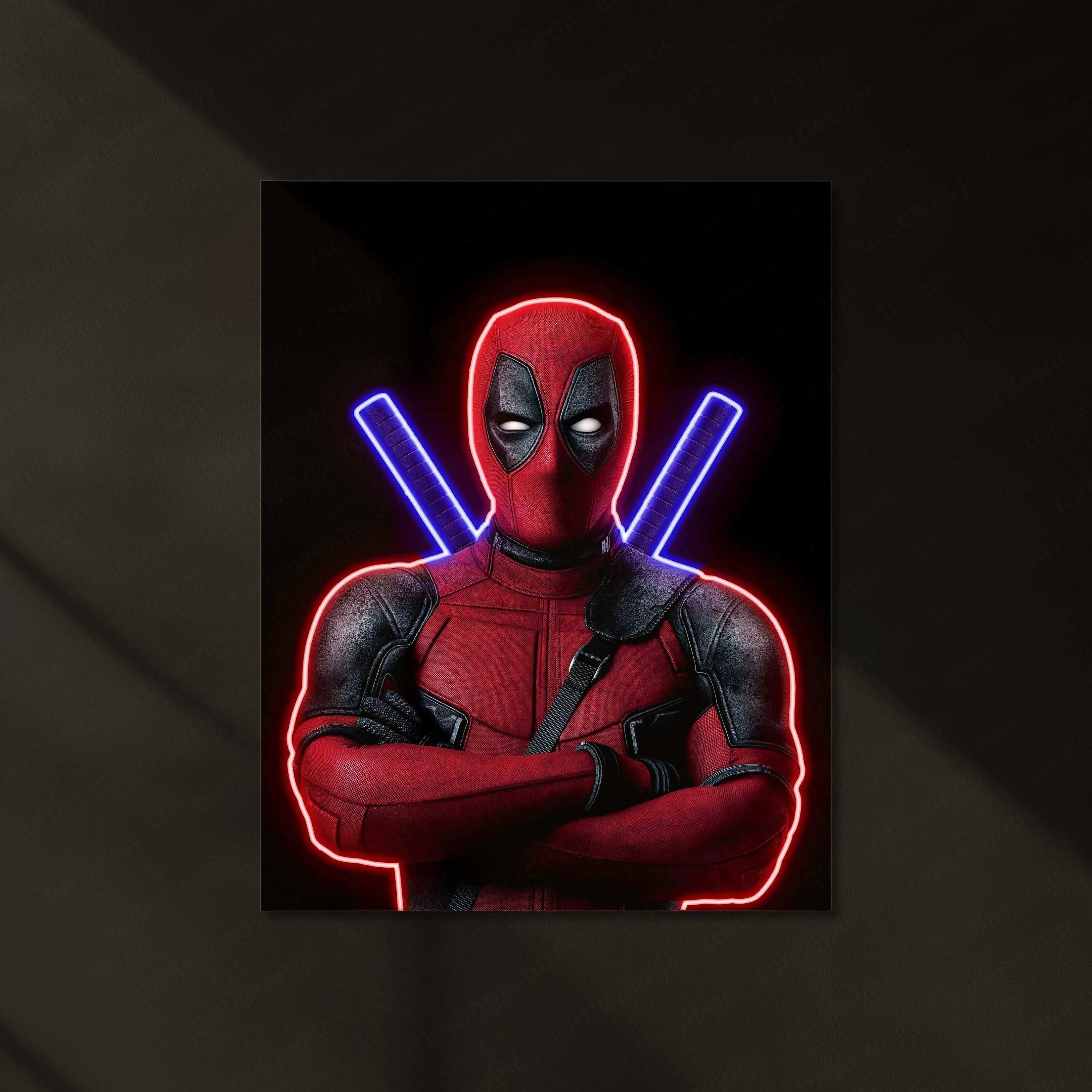 Deadpool Neon LED Metal Frame – Bold Merc with a Glow