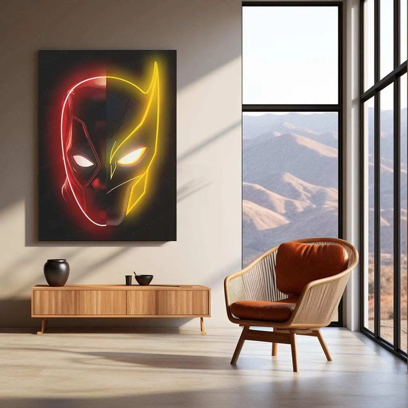 Deadpool & Wolverine face mask Neon LED Metal Poster - TURTLEWINGS