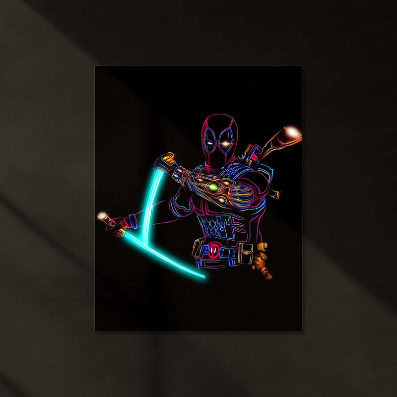 Deadpool Infinity Sith Neon LED Metal Poster â Ultimate Crossover Wall Art - TURTLEWINGS